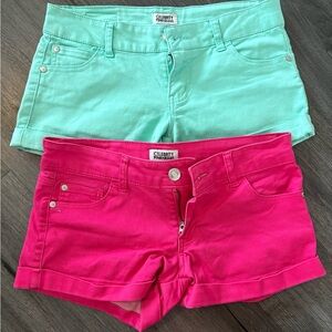 Celebrity Pink Jean Shorts Green and Pink